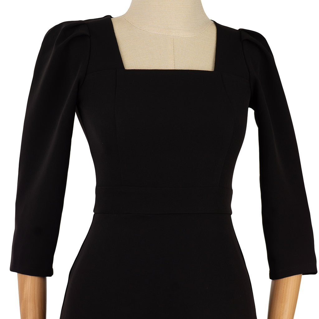 Black Dress with Polka Dot Layered Hem