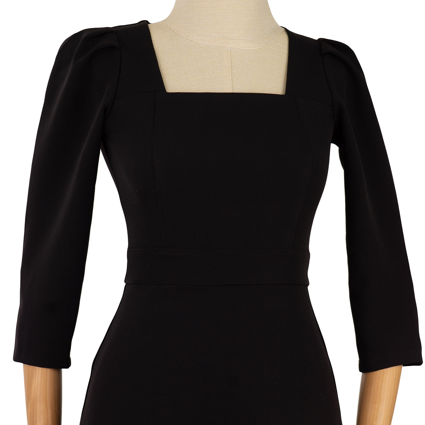 Black Dress with Polka Dot Layered Hem