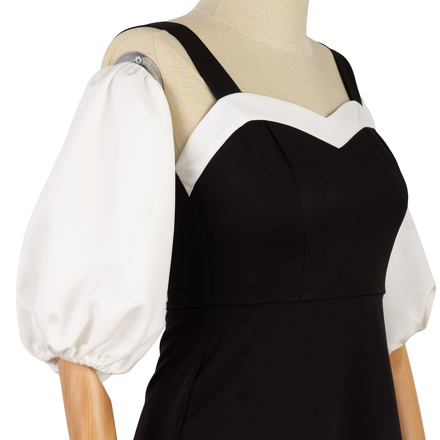 Two-Tone Dress with Puff Sleeves