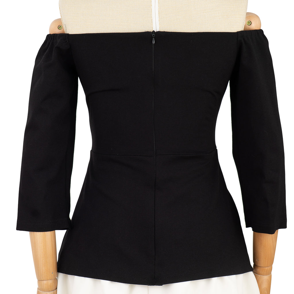 Off-Shoulder Dress with Contrast Skirt