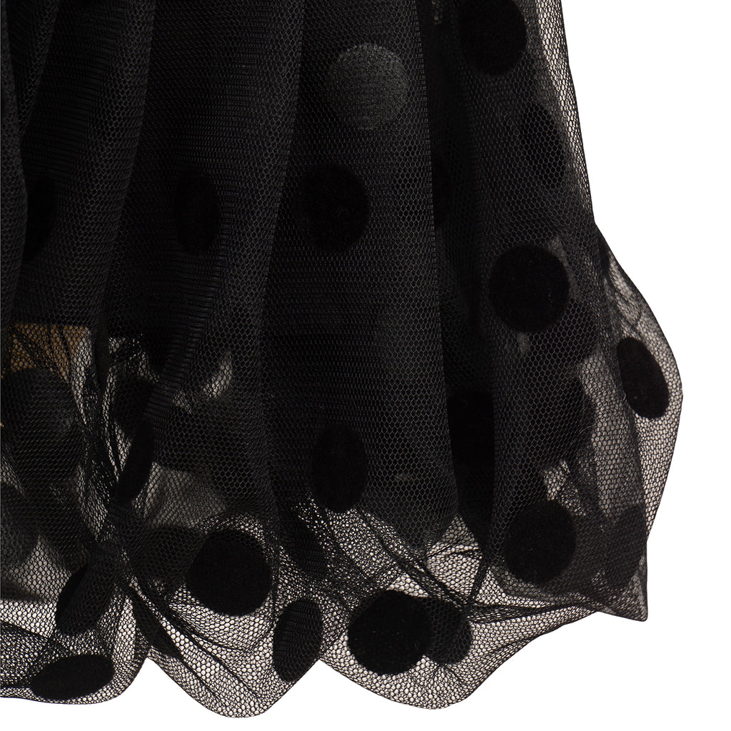 Off-Shoulder Dress with Polka Dot Skirt