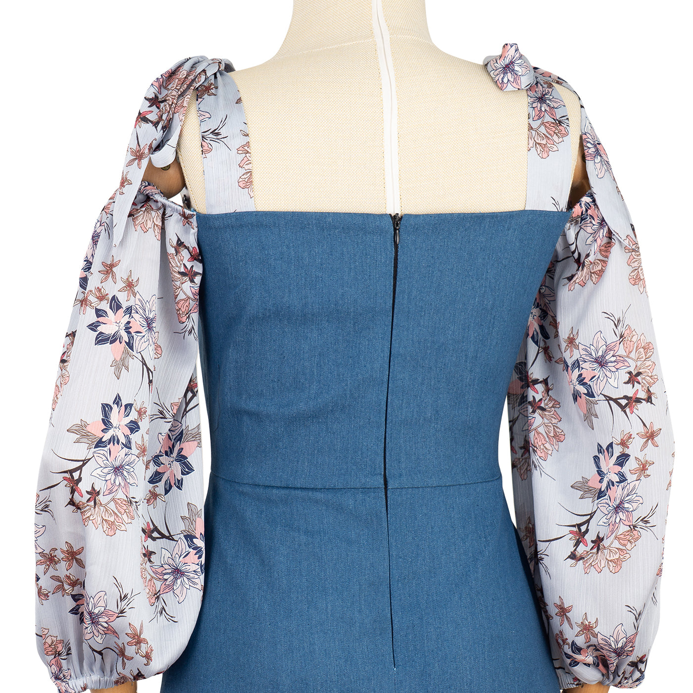 Off-Shoulder Dress with Floral Inserts