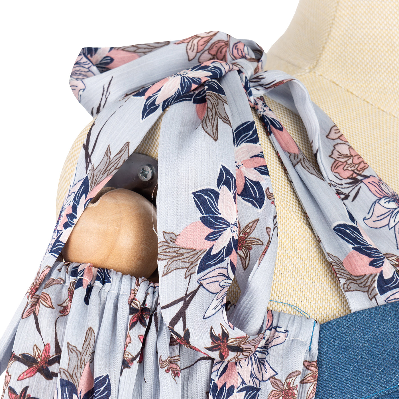 Off-Shoulder Dress with Floral Inserts