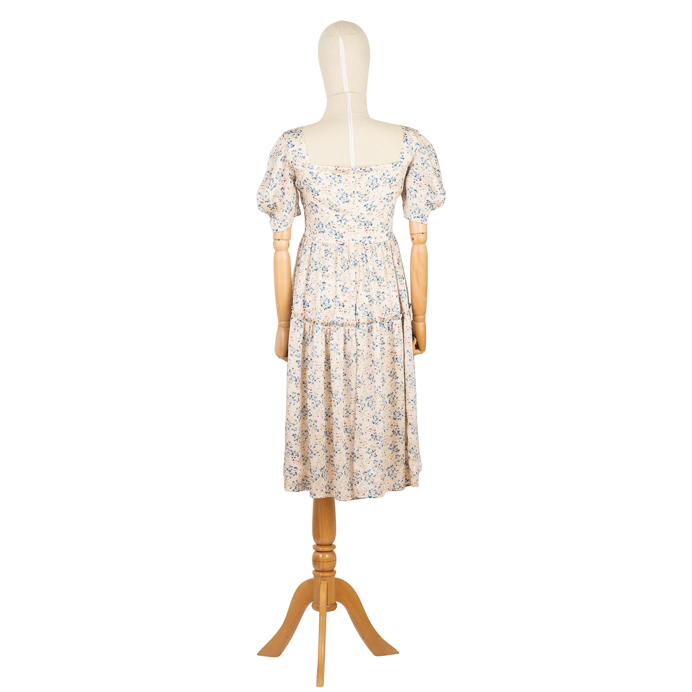 Summer Dress with Floral Print and Puff Sleeves