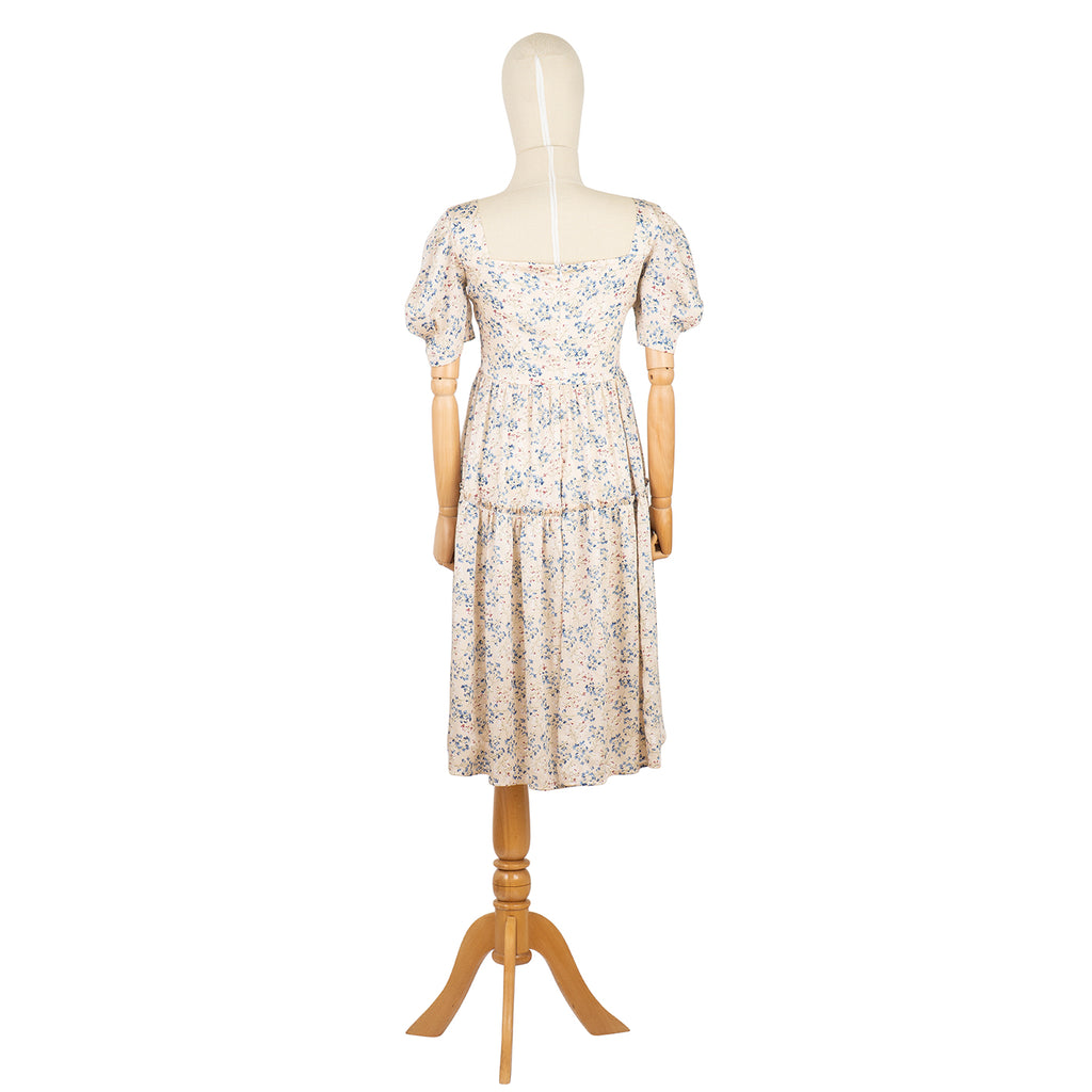 Summer Dress with Floral Print and Puff Sleeves