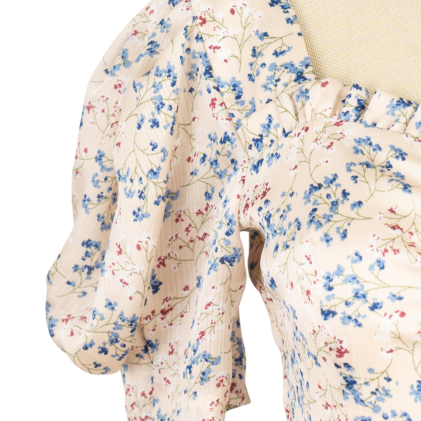 Summer Dress with Floral Print and Puff Sleeves