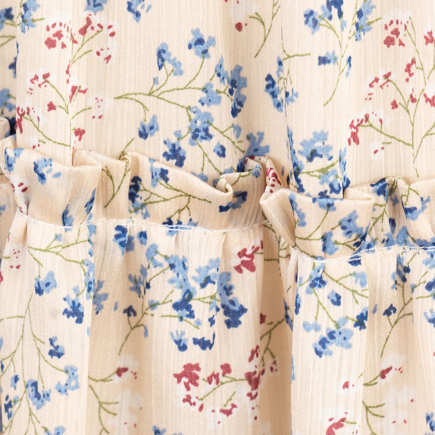 Summer Dress with Floral Print and Puff Sleeves