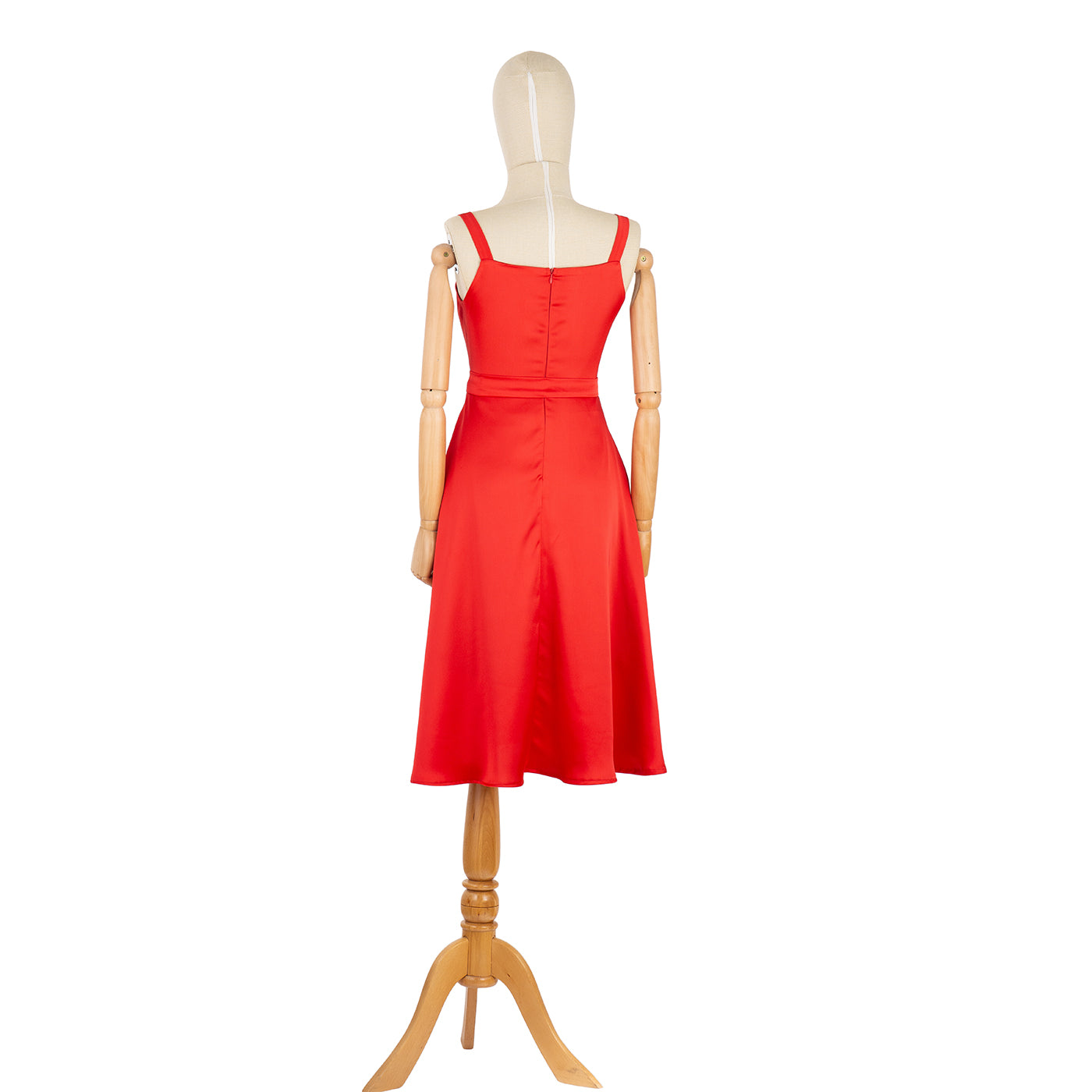 Red Satin Wrap Dress with Straps