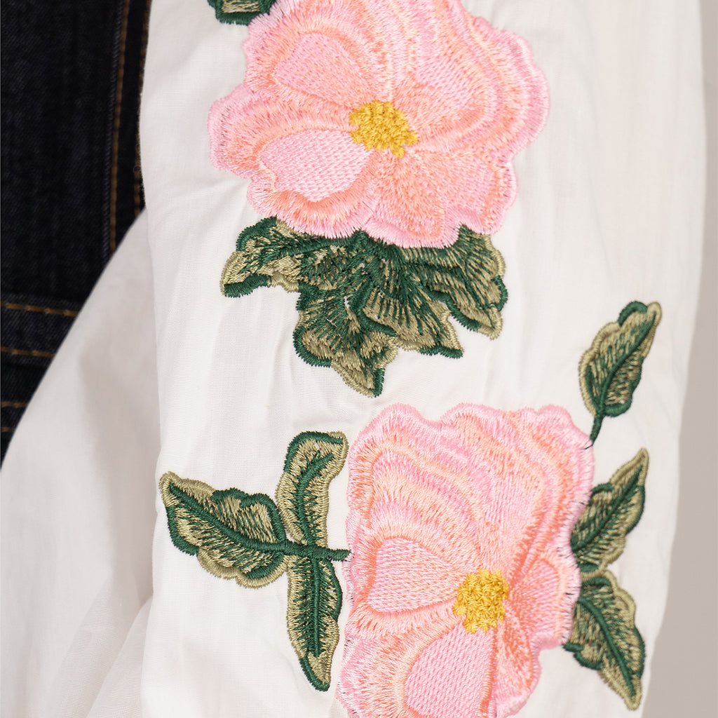 Denim Suit with Corset Top and Embroidery