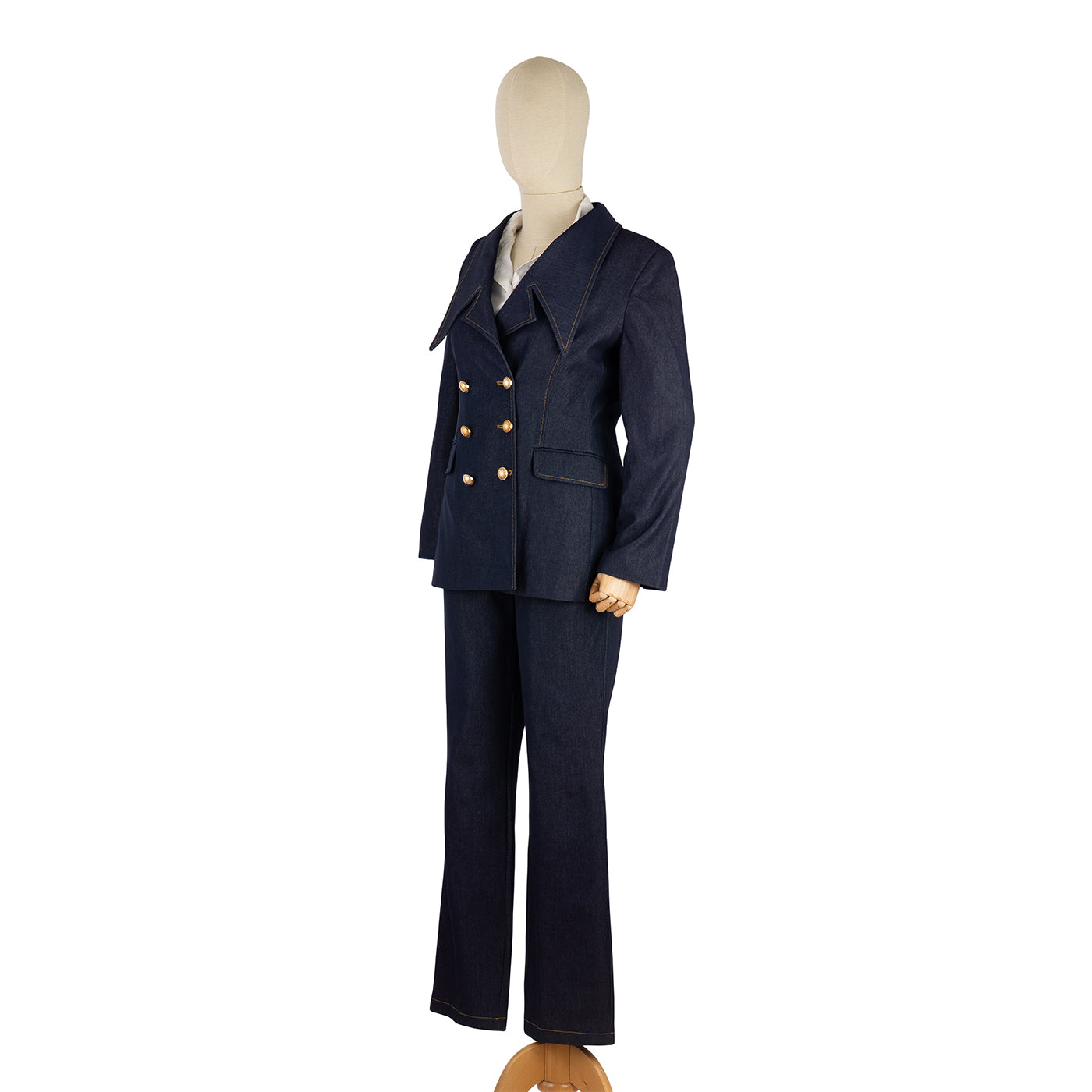 Denim Suit with Double-Breasted Blazer