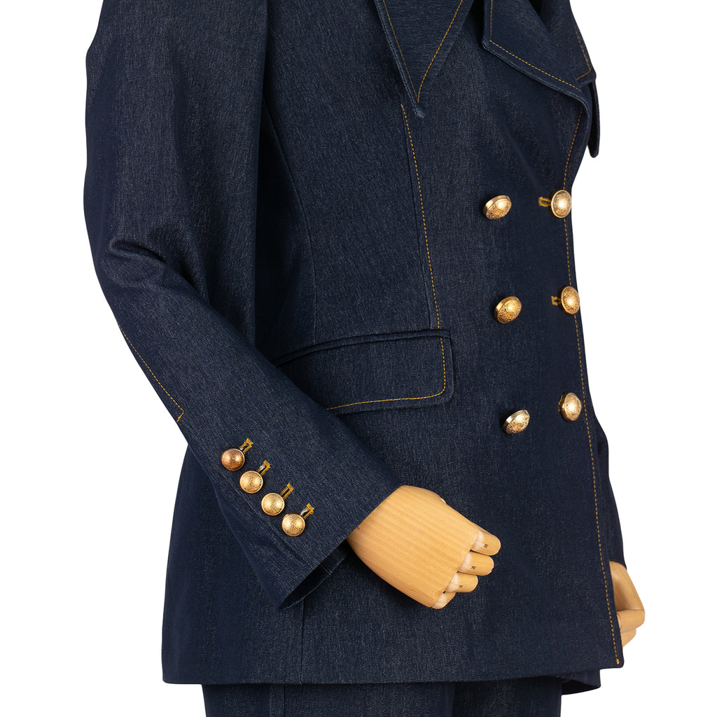 Denim Suit with Double-Breasted Blazer