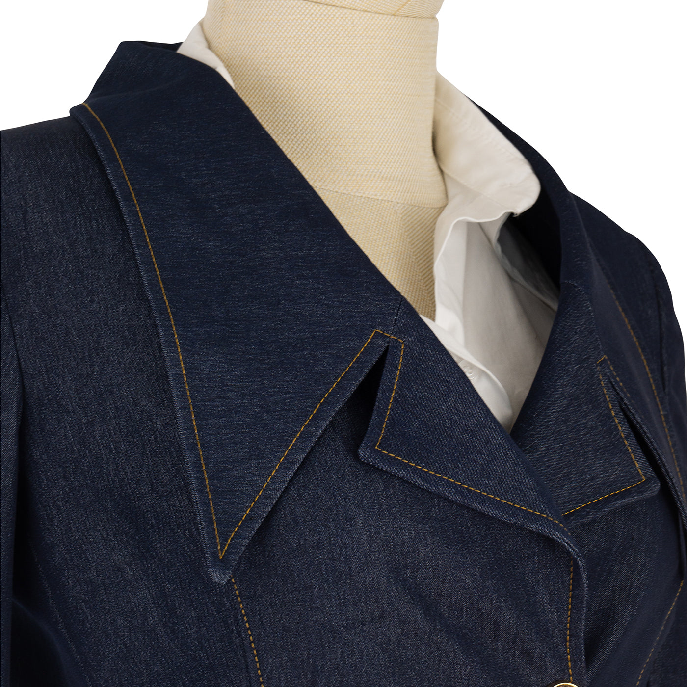 Denim Suit with Double-Breasted Blazer