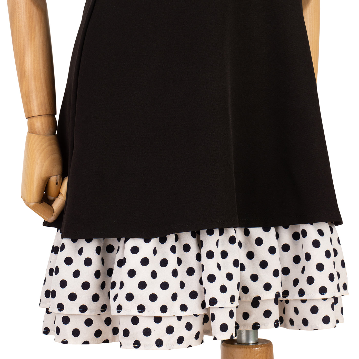 Puff-Sleeve Dress with Contrast Polka Dot Print