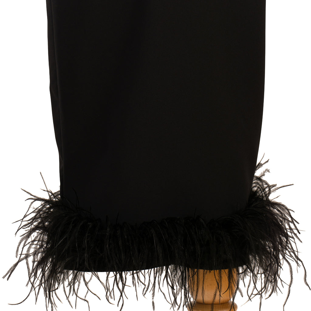 Black Evening Dress with Corset and Feathers