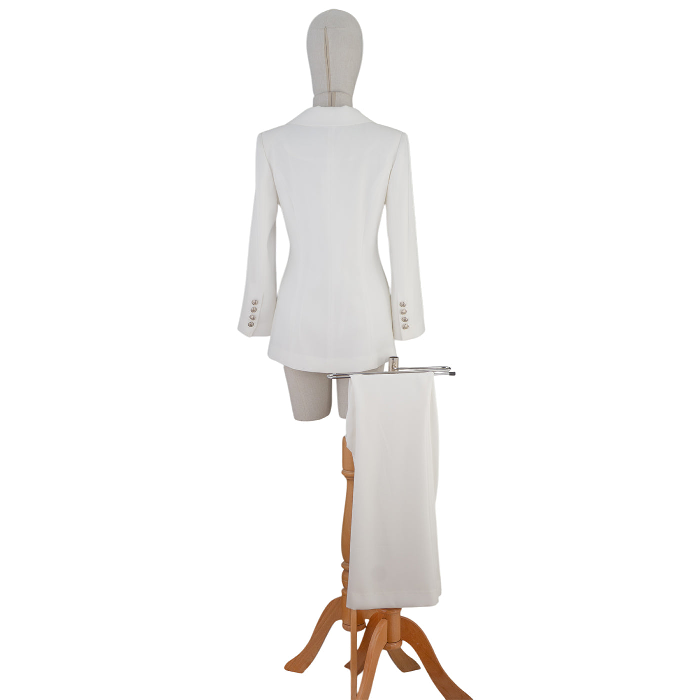 White Suit with Pearl Buttons – Timeless Elegance