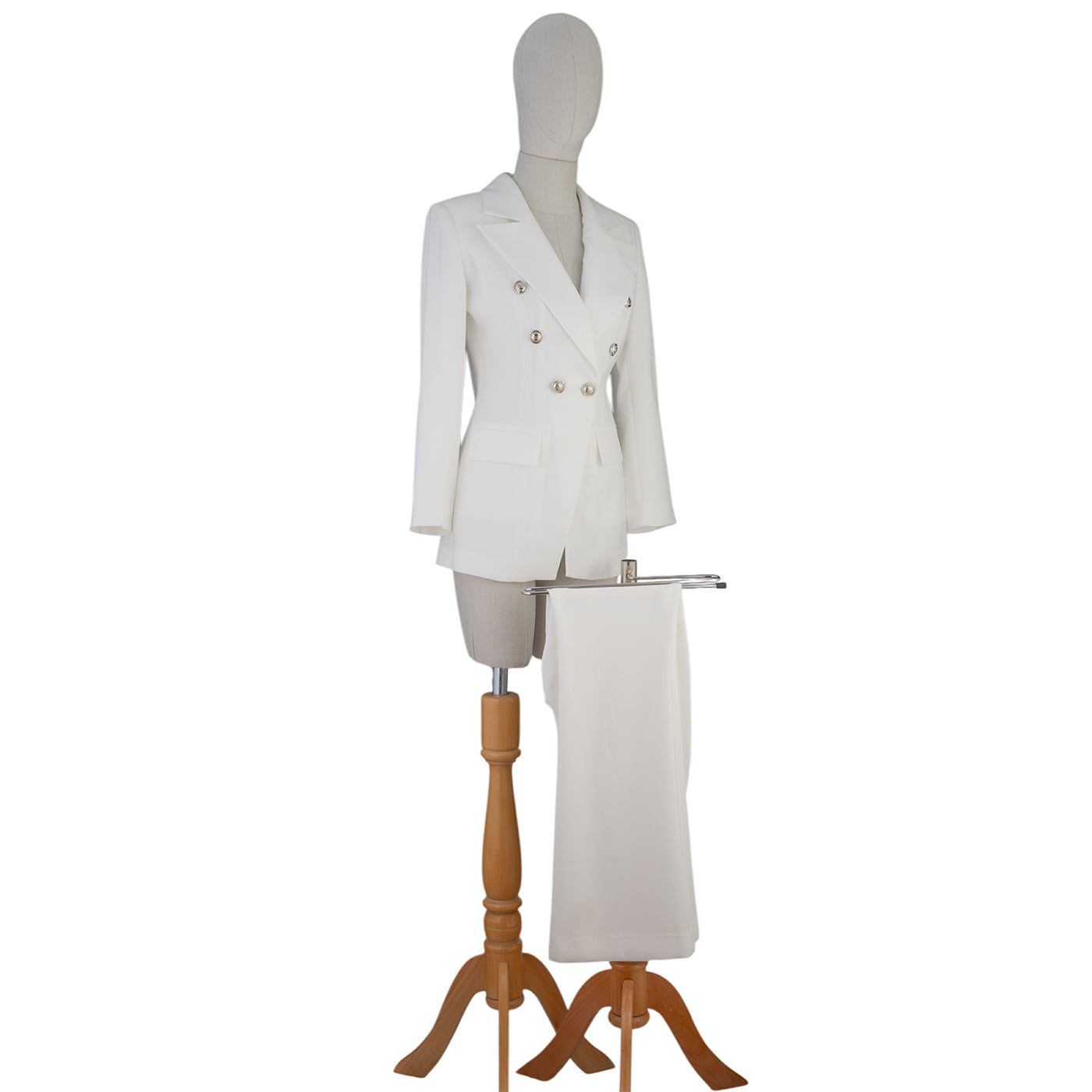White Suit with Pearl Buttons – Timeless Elegance