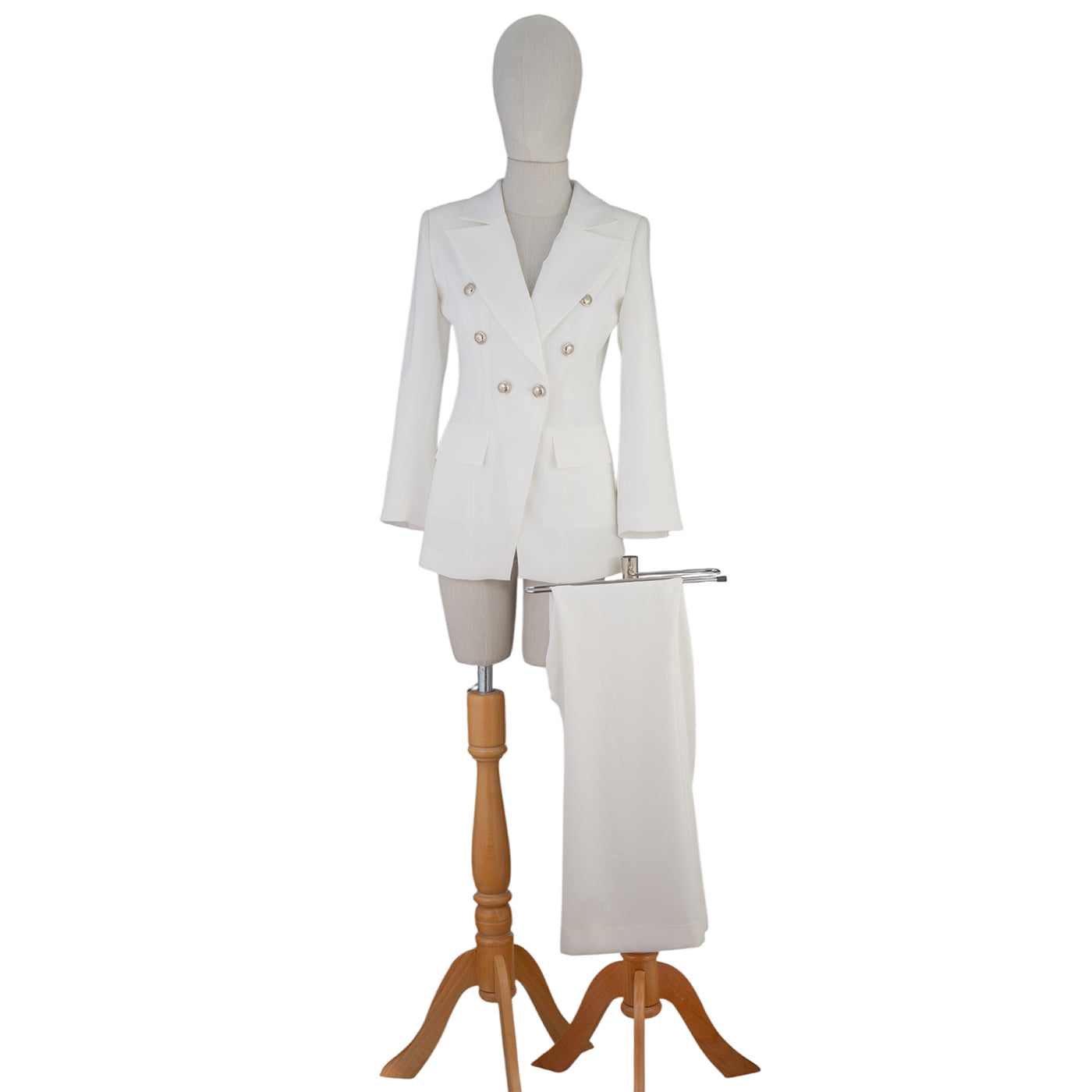 White Suit with Pearl Buttons – Timeless Elegance