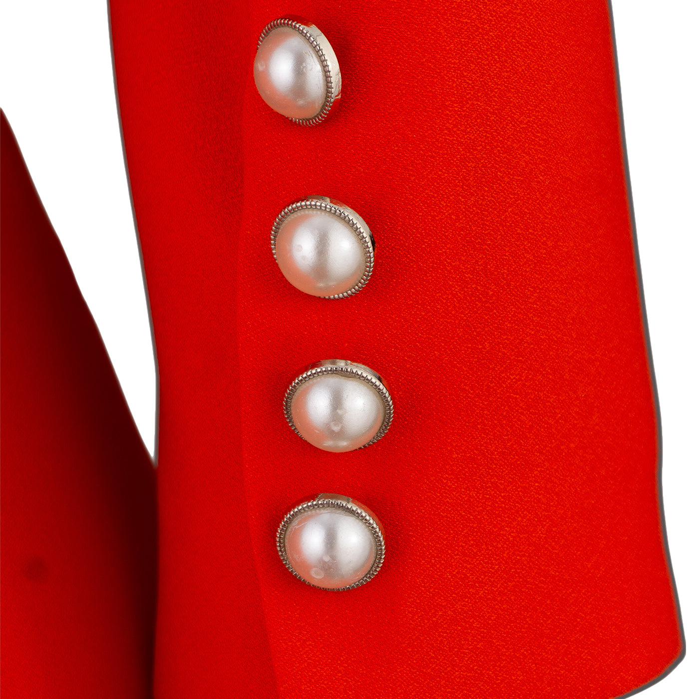 Red Suit with White Trim and Belt – Confident Style in Every Step