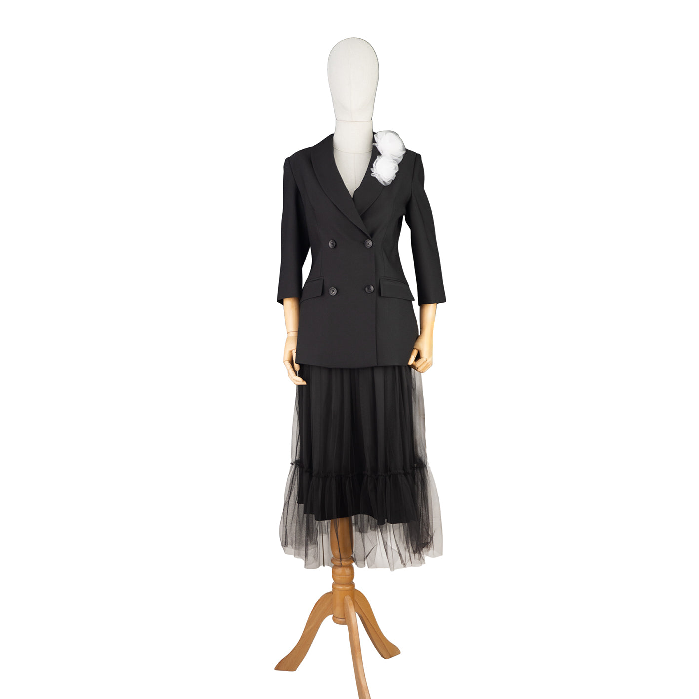 Black Suit with Tulle Skirt and Blazer – Sophisticated Elegance in Motion