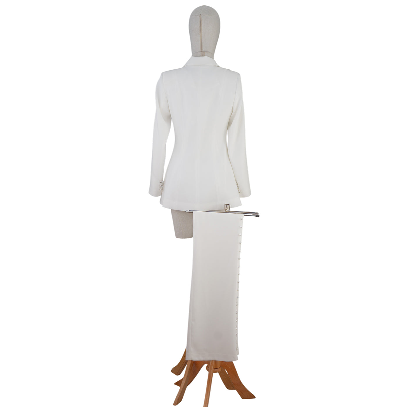 White Suit with Pearl Detail – Sophistication in Every Stitch