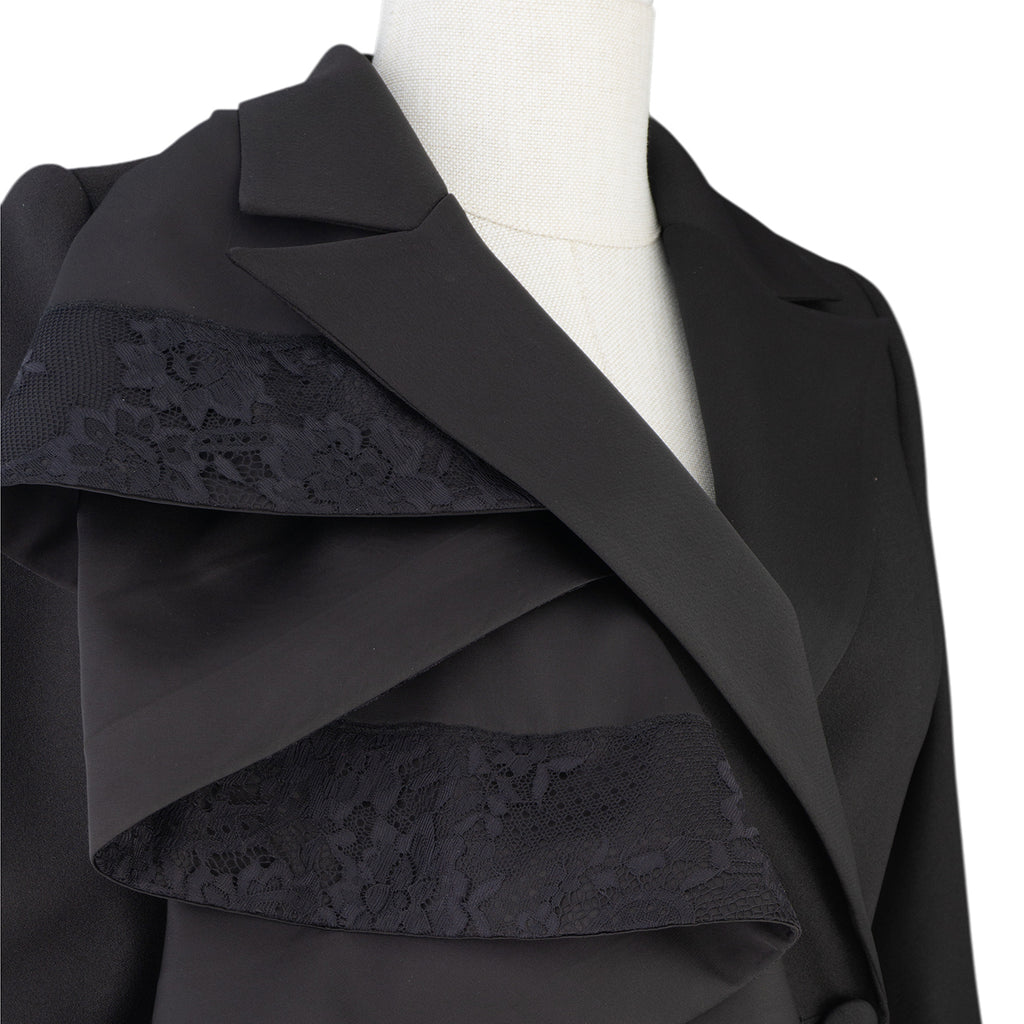 Black Ruffle &amp; Lace Statement Dress Suit — Dramatic Elegance