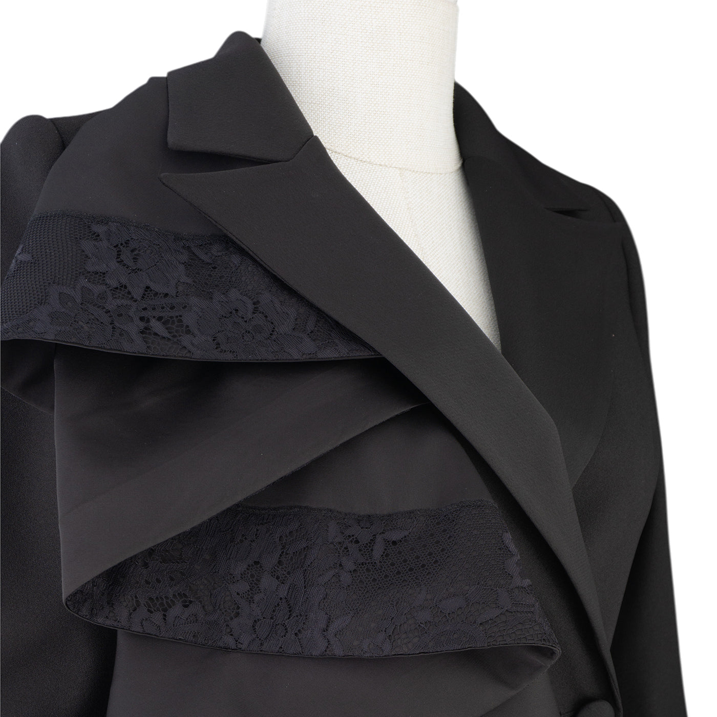 Black Ruffle &amp; Lace Statement Dress Suit — Dramatic Elegance