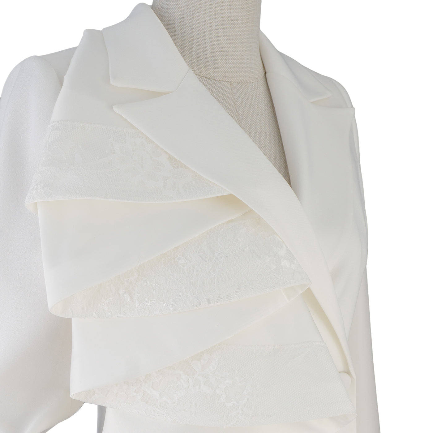 White Ruffle & Lace Statement Suit Dress — Pure Sophistication