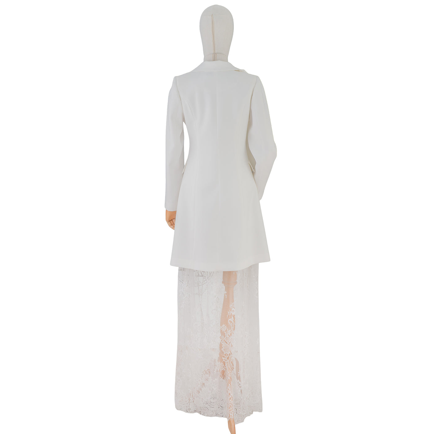 White Ruffle & Lace Statement Suit Dress — Pure Sophistication