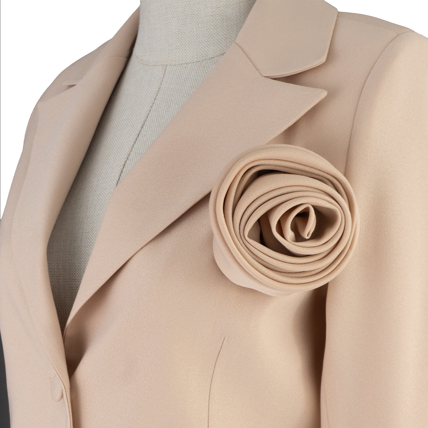 Beige Women’s Suit with Floral Accent — Subtle Elegance