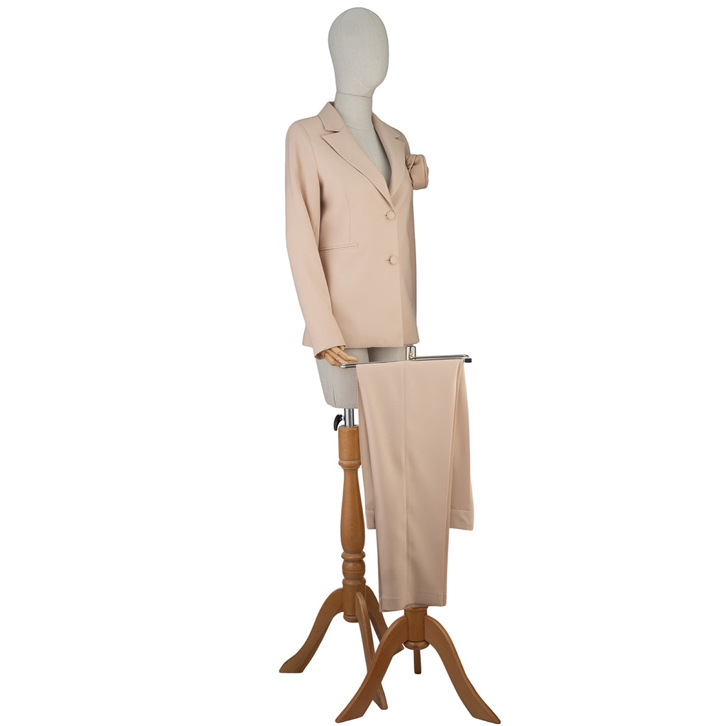 Beige Women’s Suit with Floral Accent — Subtle Elegance