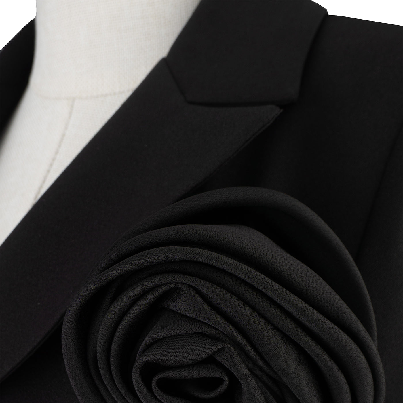 Black Women’s Suit with Floral Lapel — Sophisticated Elegance