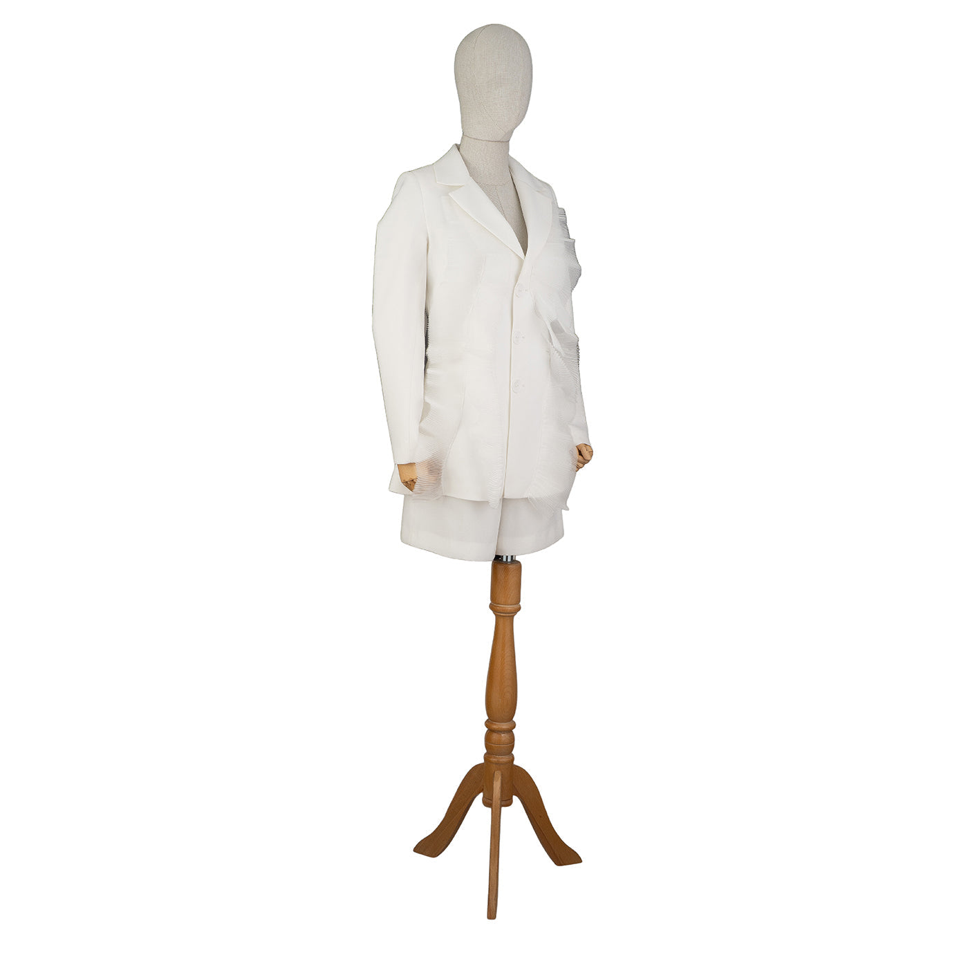 White Lightweight Shorts Suit with Long Blazer