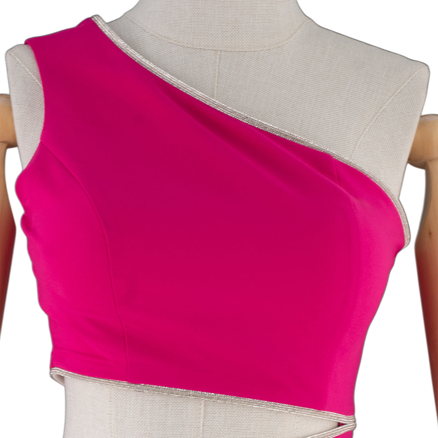 Fuchsia One-Shoulder Cutout Bodycon Midi Dress