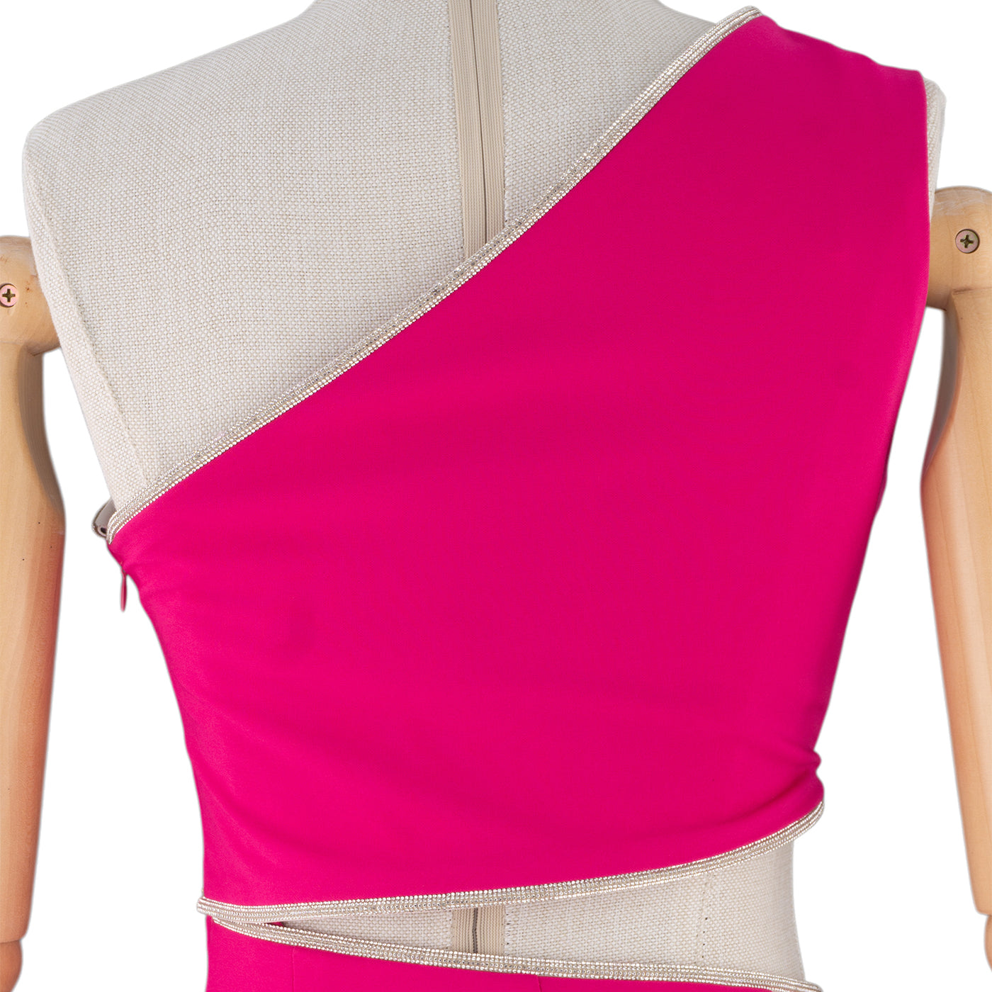 Fuchsia One-Shoulder Cutout Bodycon Midi Dress