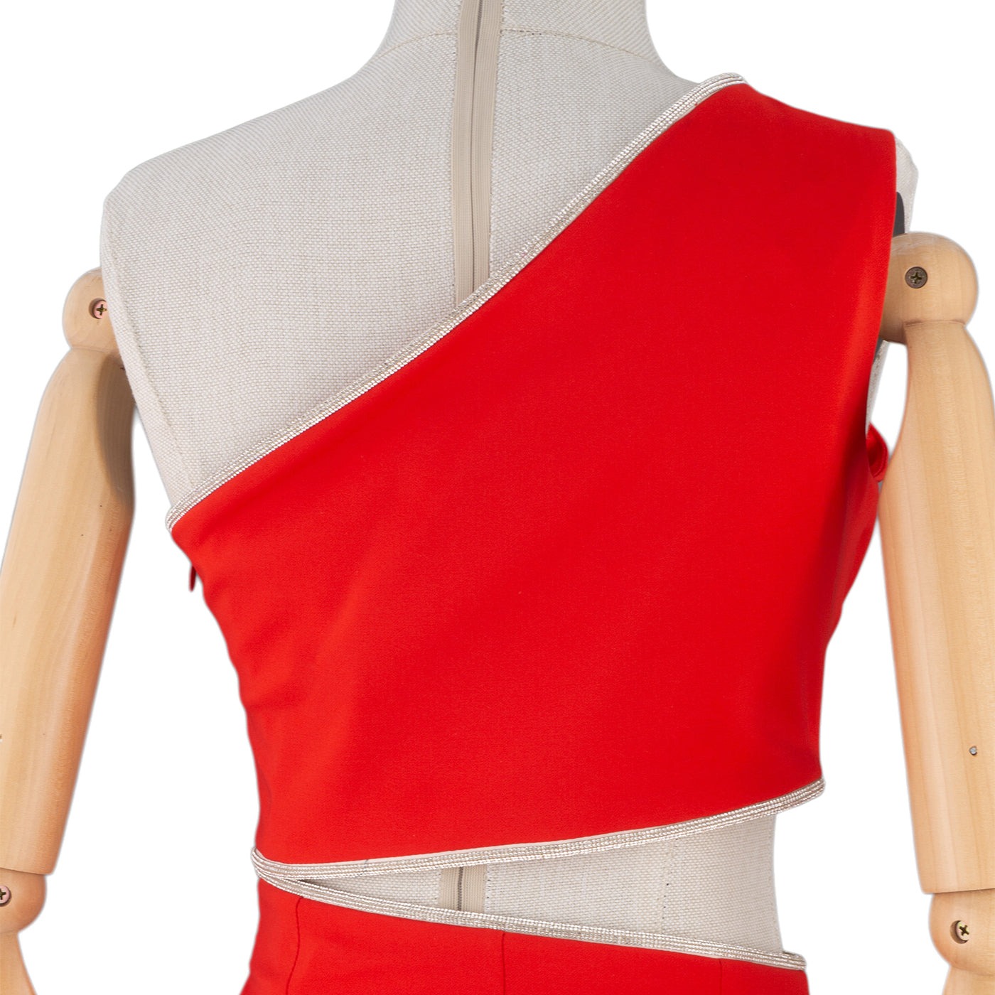 Red One-Shoulder Cutout Bodycon Midi Dress
