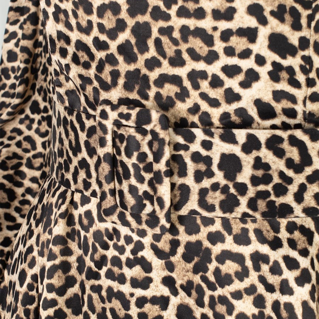 Mini Leopard Print Dress with Puff Sleeves