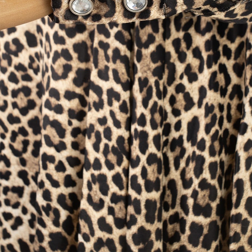 Mini Leopard Print Dress with Puff Sleeves