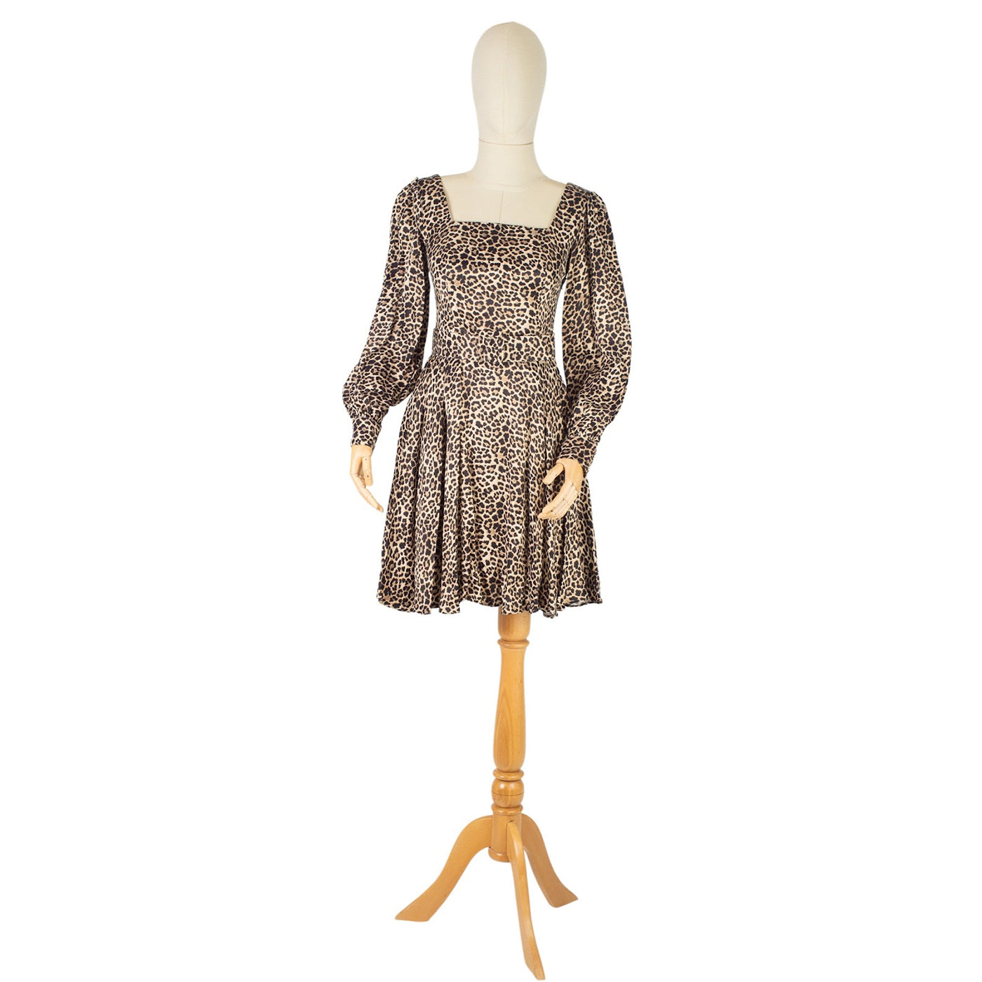 Mini Leopard Print Dress with Puff Sleeves