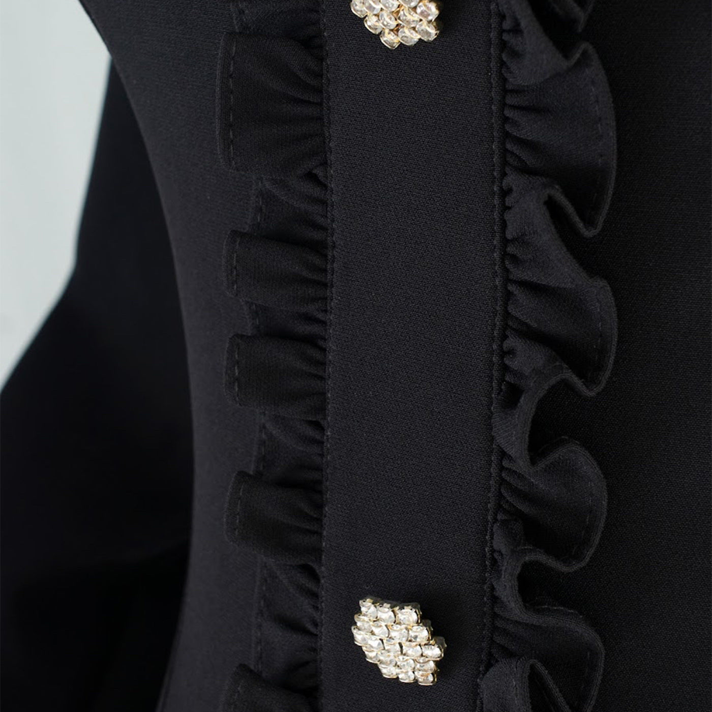 Vintage Black Dress with Lace Collar and Ruffle Hem